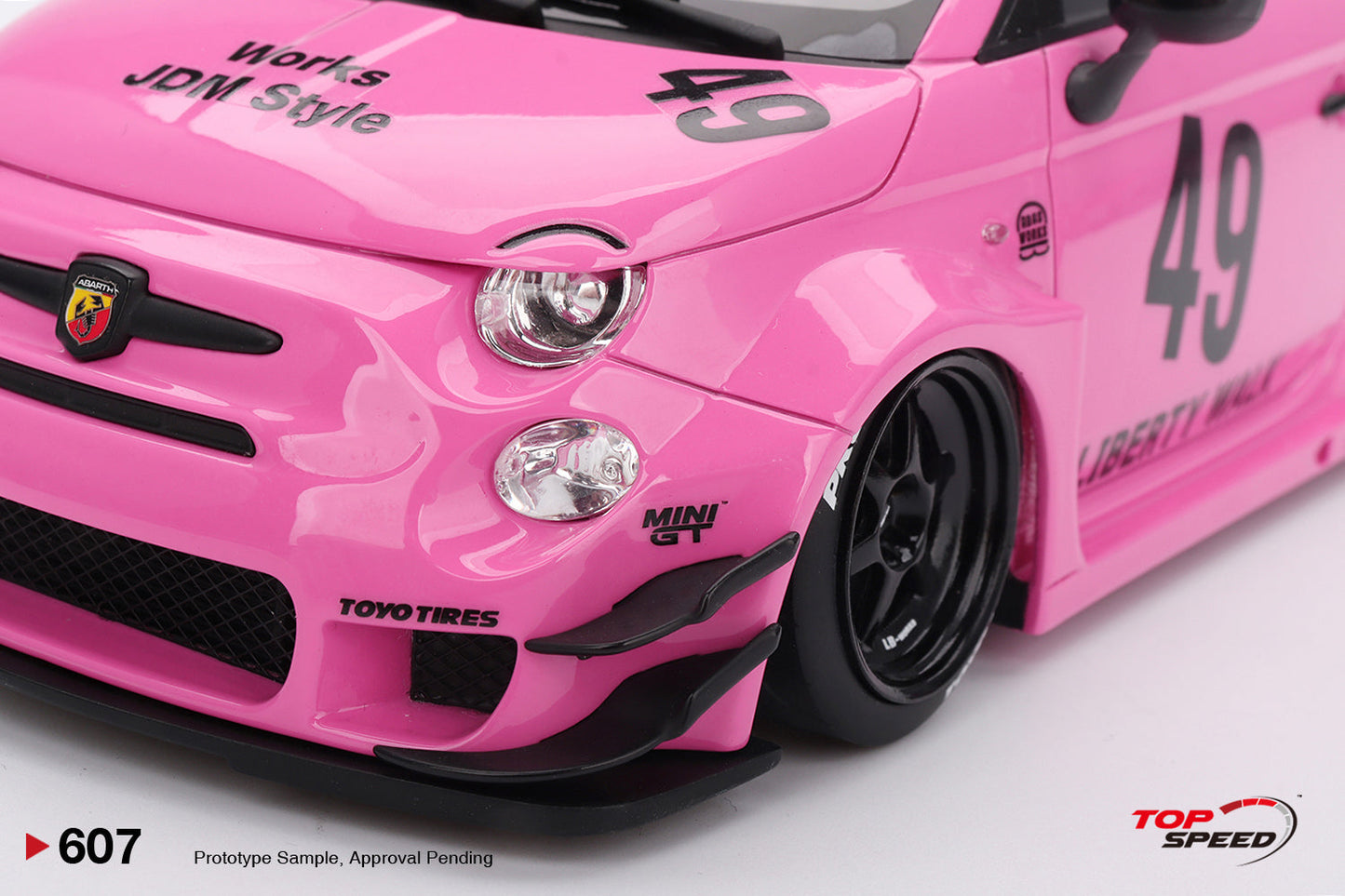 Topspeed Fiat Abarth 595 LB-Works x Abas Works Pink 1:18