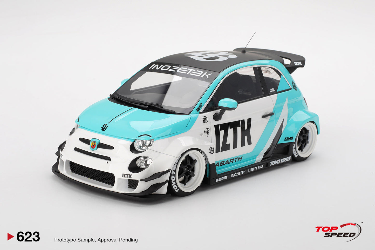Topspeed Fiat Abarth 595 LB-Works x Abas Works IZTK Teal 1:18