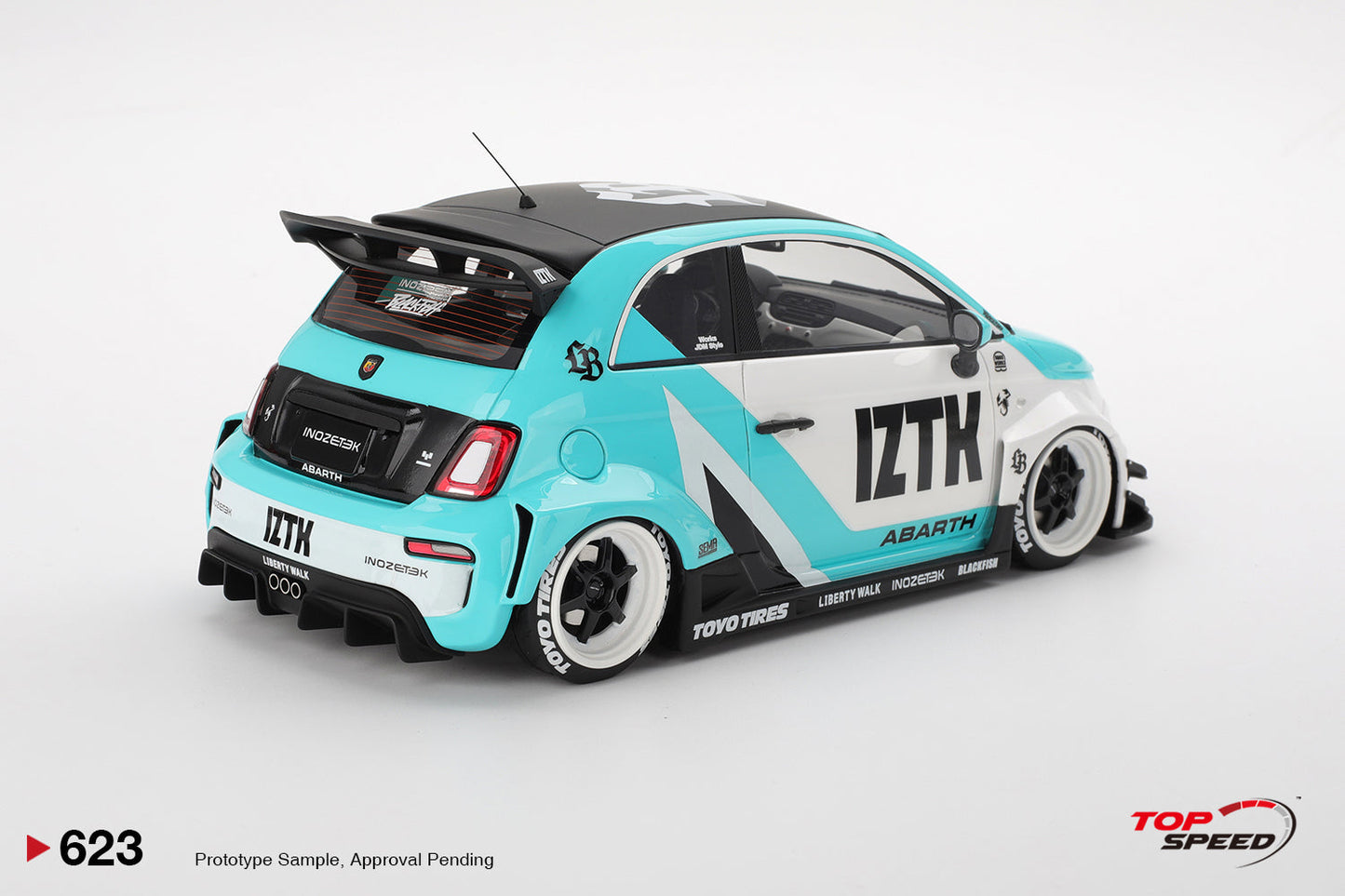 Topspeed Fiat Abarth 595 LB-Works x Abas Works IZTK Teal 1:18