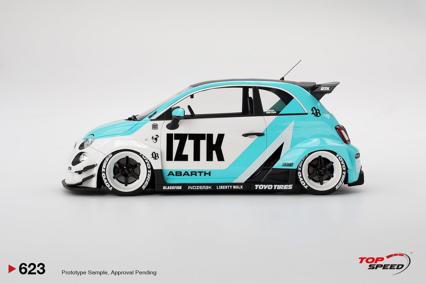 Topspeed Fiat Abarth 595 LB-Works x Abas Works IZTK Teal 1:18