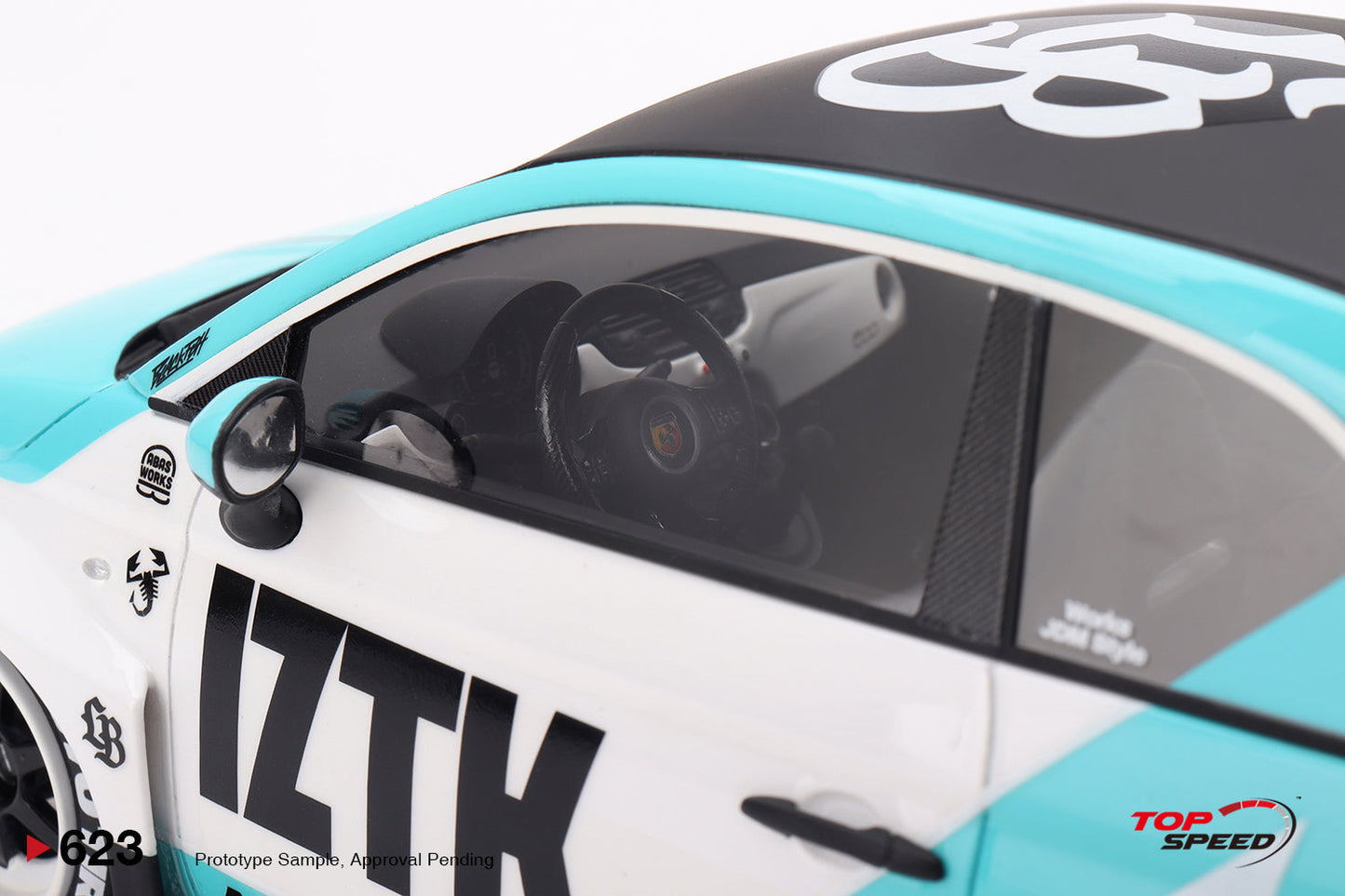 Topspeed Fiat Abarth 595 LB-Works x Abas Works IZTK Teal 1:18