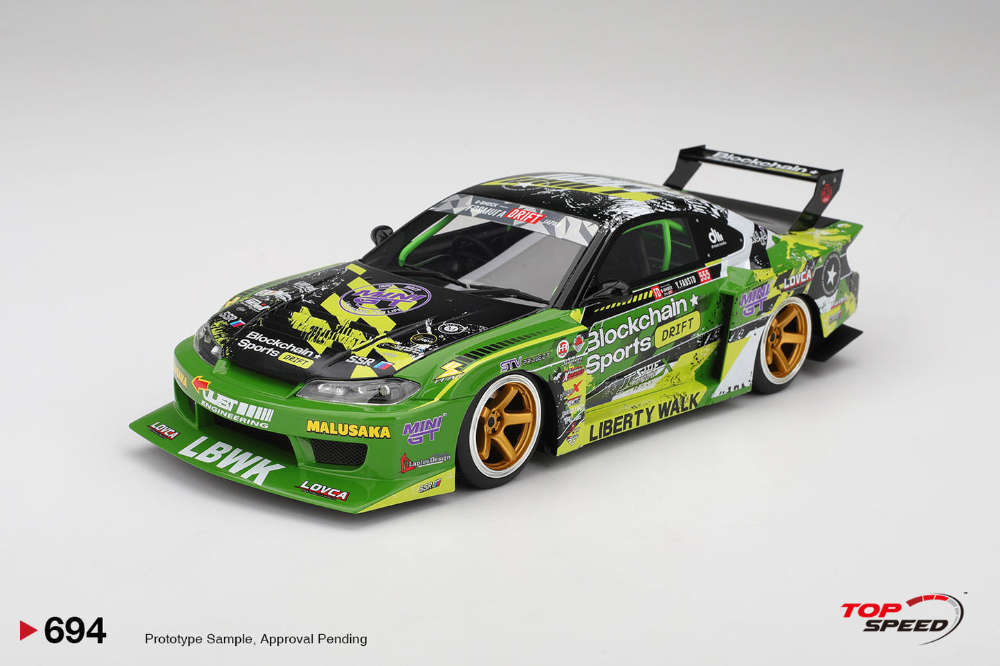 Topspeed Nissan LB-Super Silhouette S15 Silvia #555 V2 2024 Formula Drift Japan Green 1:18