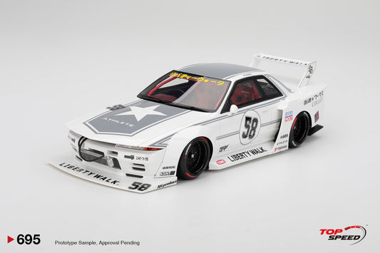 STM Diecast Topspeed Nissan GT-R32 LBWK Kaido House TAS 2025 White 1:18