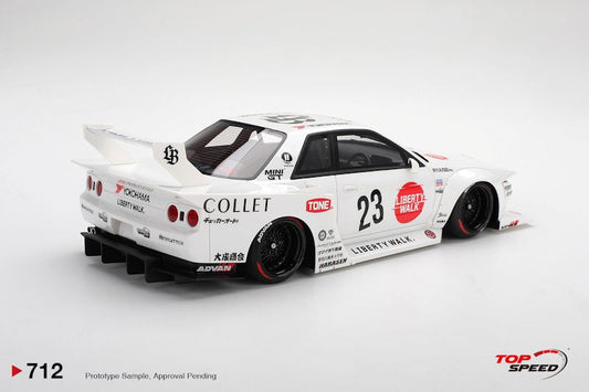 STM Diecast Topspeed Nissan GT-R R32 Kaido Works LB-Hinomaru White 1:18 - View 2