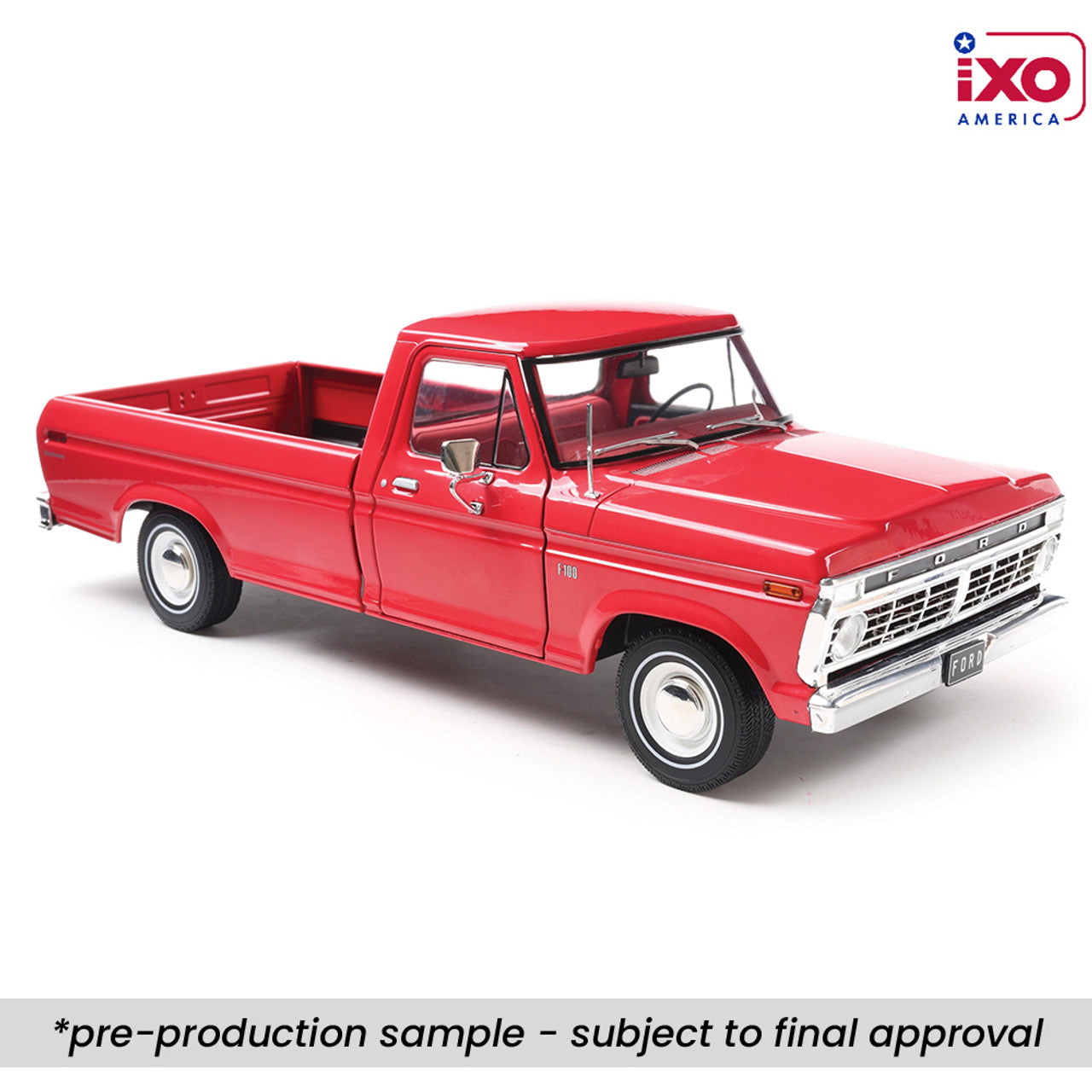 Ixo 1974 Ford F-100 Pickup Truck Candy Apple Red 1:18