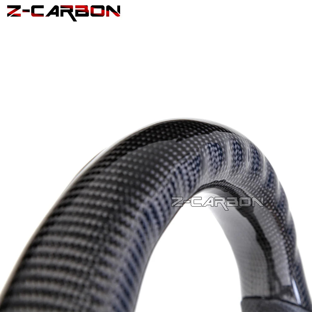 For Nissan 350Z Z33 2003-2008 LED Steering Wheel Carbon Fiber Perforated Leather Steering Wheel Flat Bottom Red Stitching