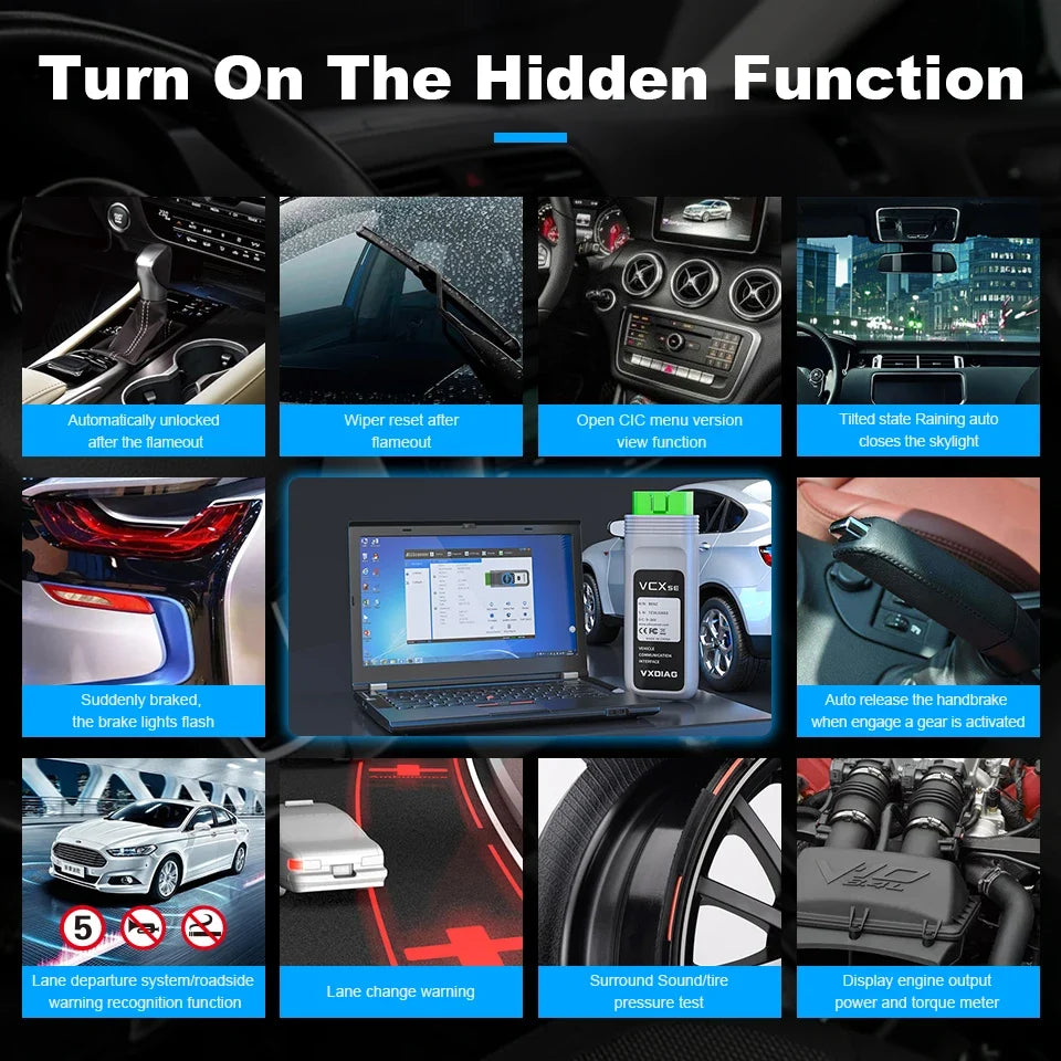 VXDIAG VCX SE J2534 Passthru Programmer OEM Reprogramming Diagnostic Tool for 11+ Brands for Mercedes Benz VW BMW JLR Porsche