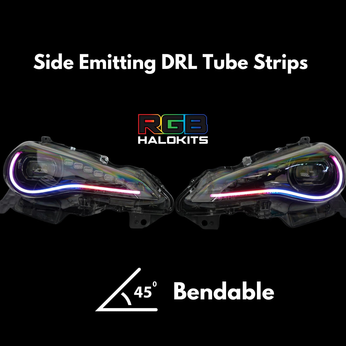 RGB Halo Kits Universal Side Emitting Flexible DRL Diffused Strips | Multicolor - View 4