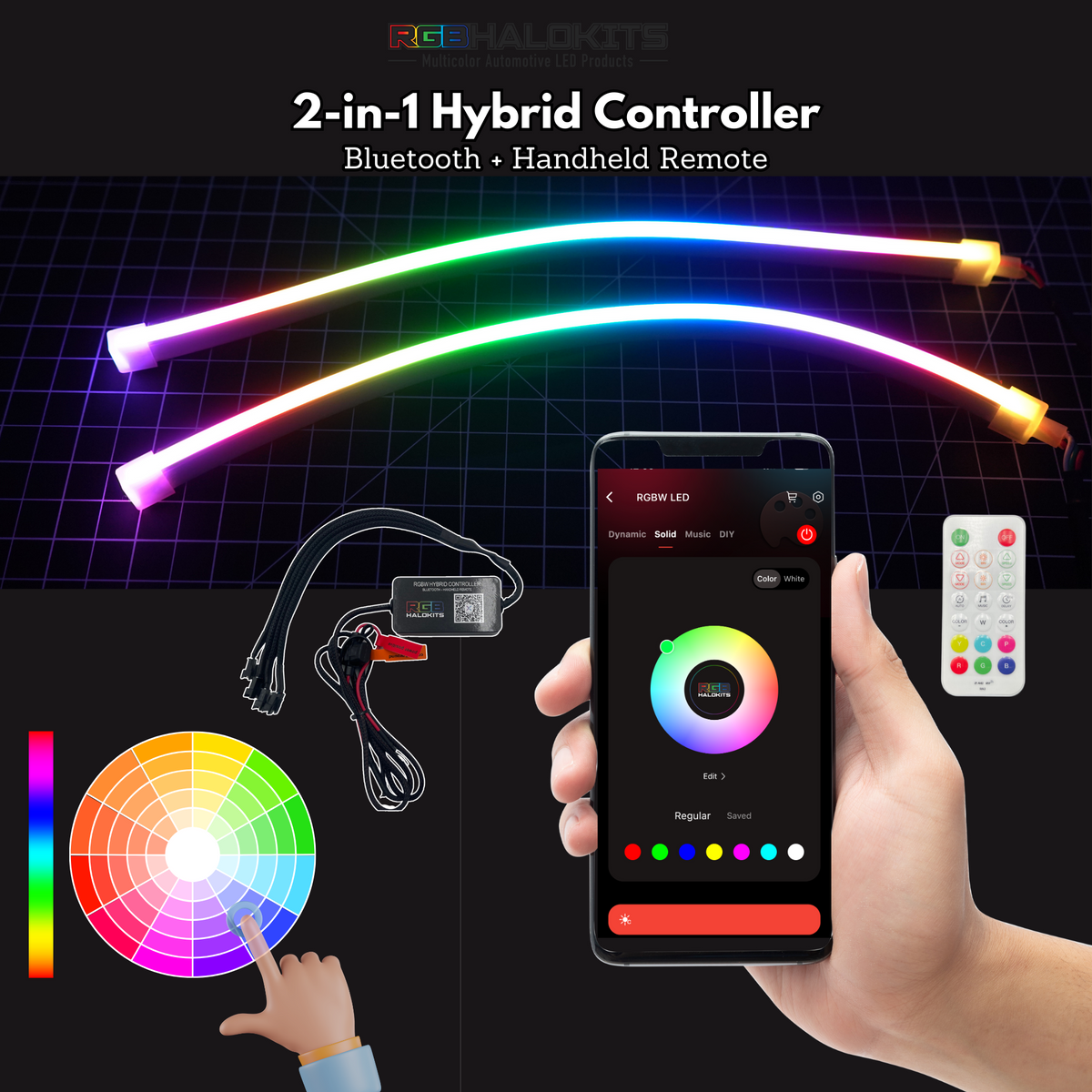 RGB Halo Kits Universal Side Emitting Flexible DRL Diffused Strips | Multicolor - View 8