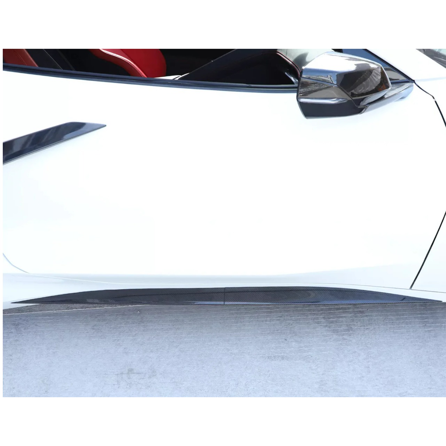 Carbon Fiber Side Skirt Trim Strip for Chevrolet Corvette C8 Stingray Coupe