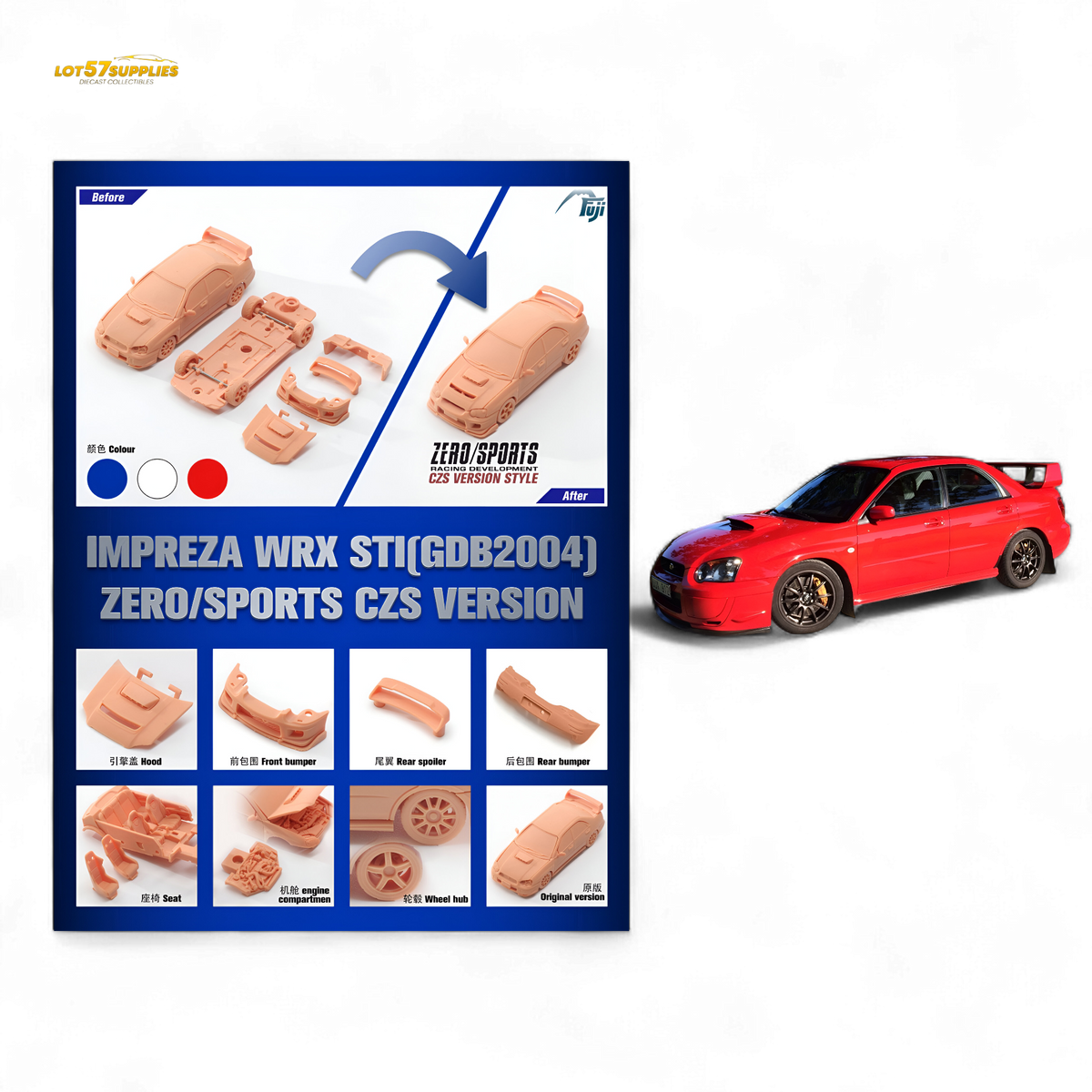 (Pre-Order) Fuji Impreza WRX STi Red 1:64