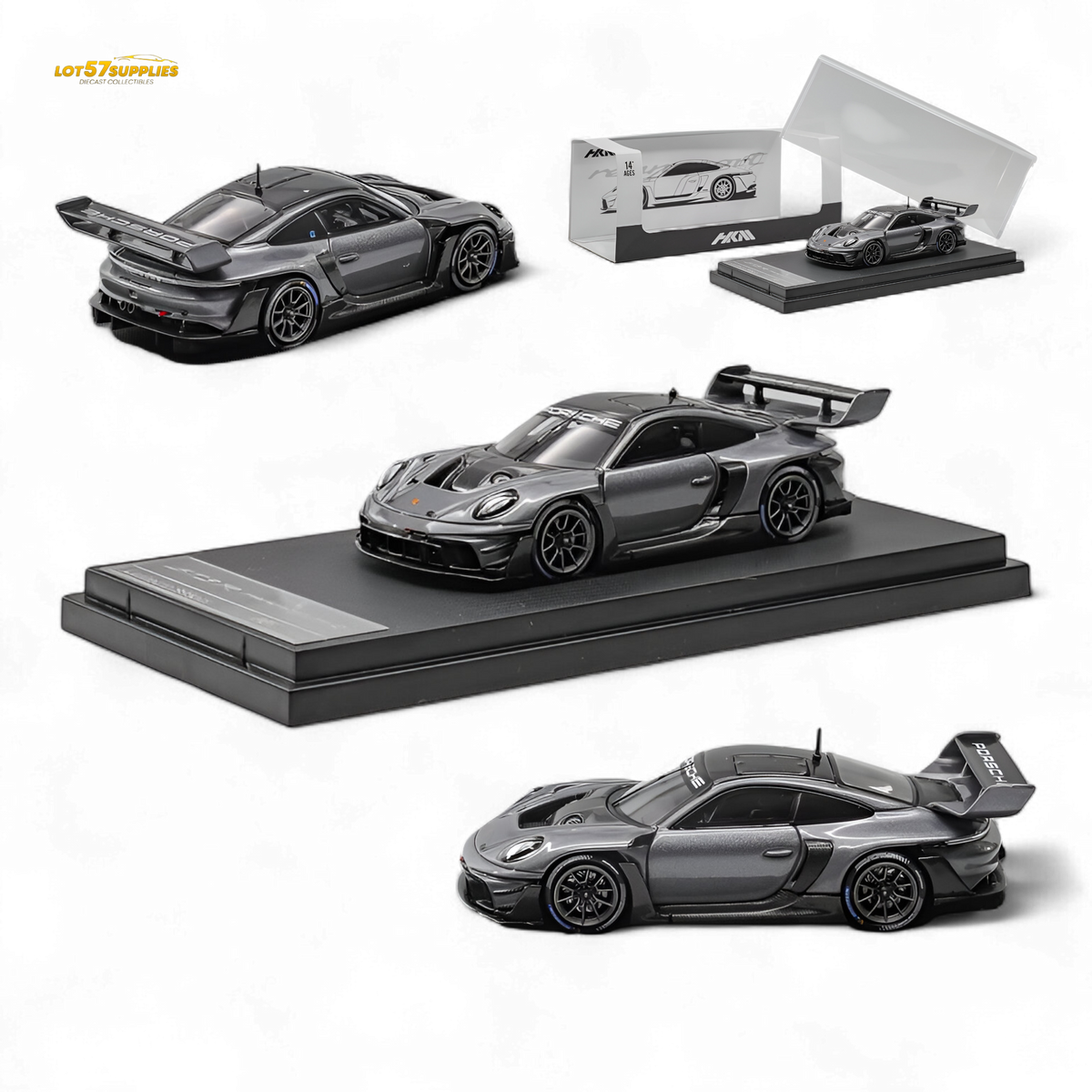 HKM Porsche 911 GT3 R Rennsport Grey 1:64