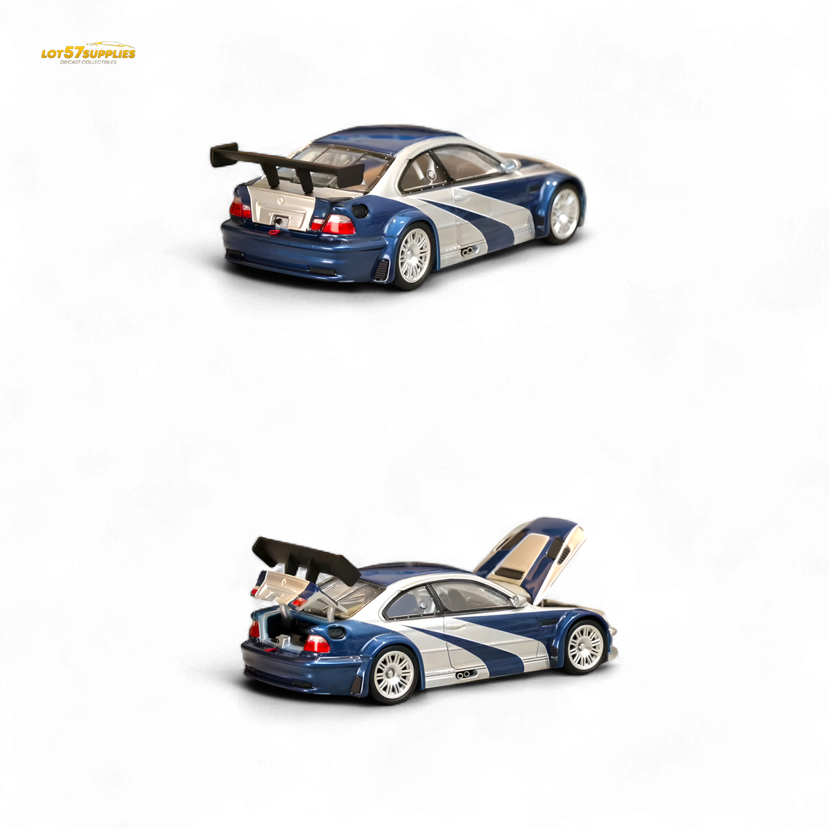 Ghost Player BMW E46 M3 GTR Silver Blue 1:64
