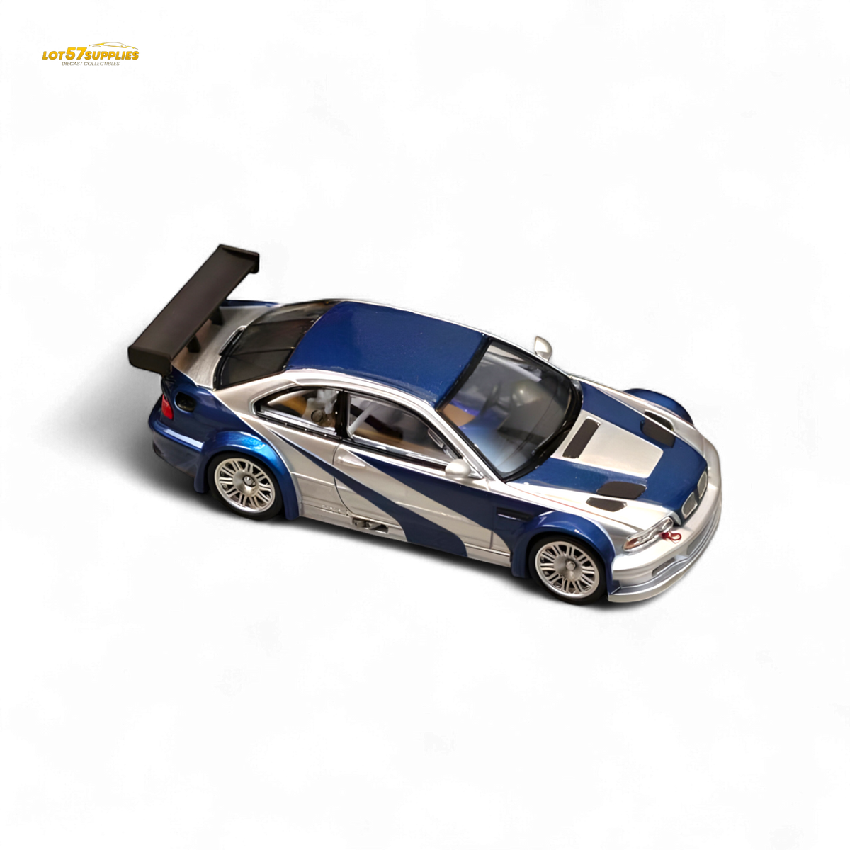 Ghost Player BMW E46 M3 GTR Silver Blue 1:64