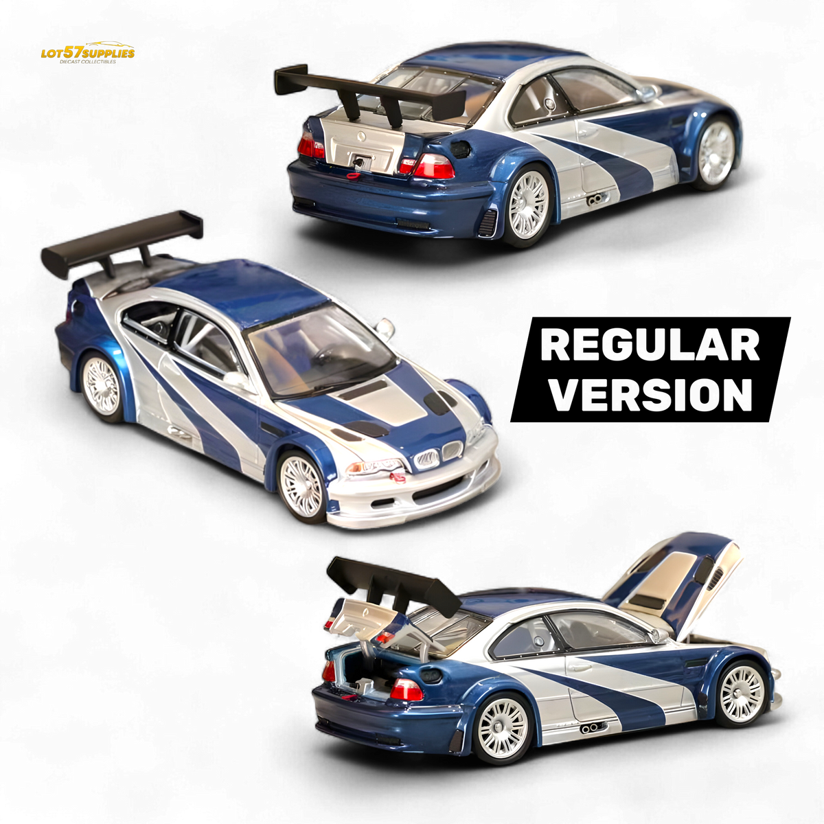 Ghost Player BMW E46 M3 GTR Silver Blue 1:64