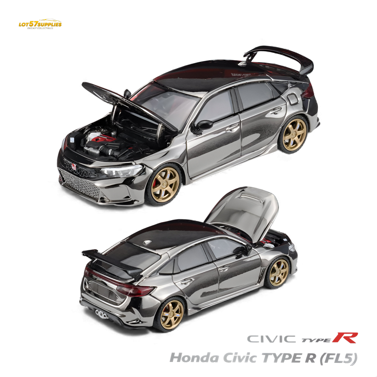MH Honda Civic Type R FL5 Chrome Gun Black 1:64