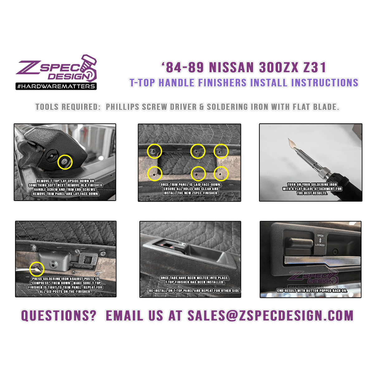 ZSPEC T-Top Handle Finisher Sets, Nissan 300zx Z31 - Bezels Only (no Buttons)