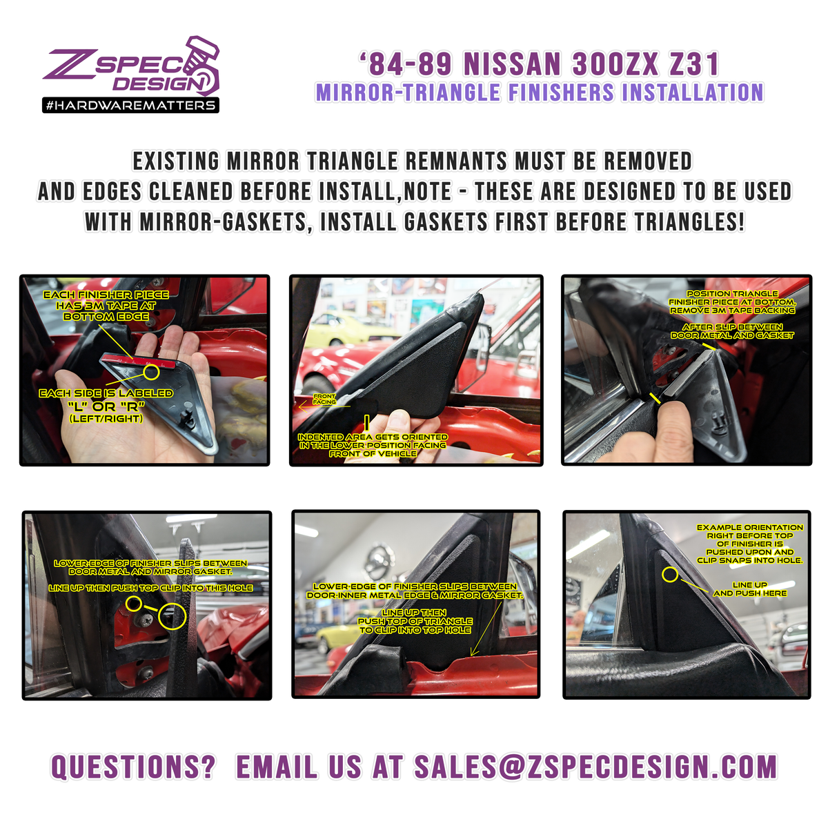 Z31 300zx Mirror-Refresh Kit - Includes Gaskets, Channel Seals & Triangle Finishers