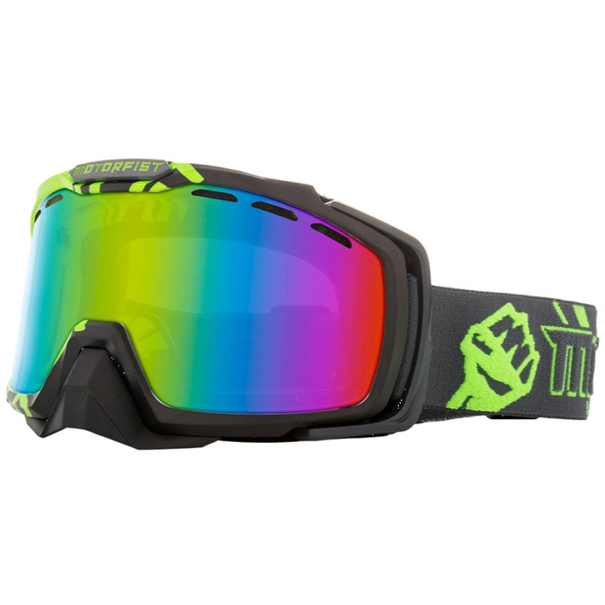 Speedzone Performance LLC MOTORFIST OCTANE 110 GOGGLE - HI-VIS - GREEN MIRRORED TANGERINE