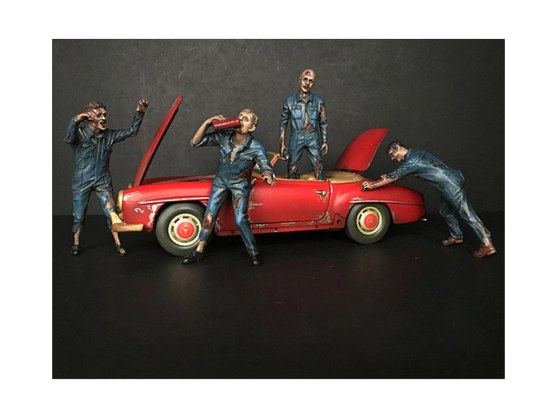 Zombie Mechanics 4 Piece Figurine Set "Got Zombies??" for 1/24 Scale Models by American Diorama  free shipping USA