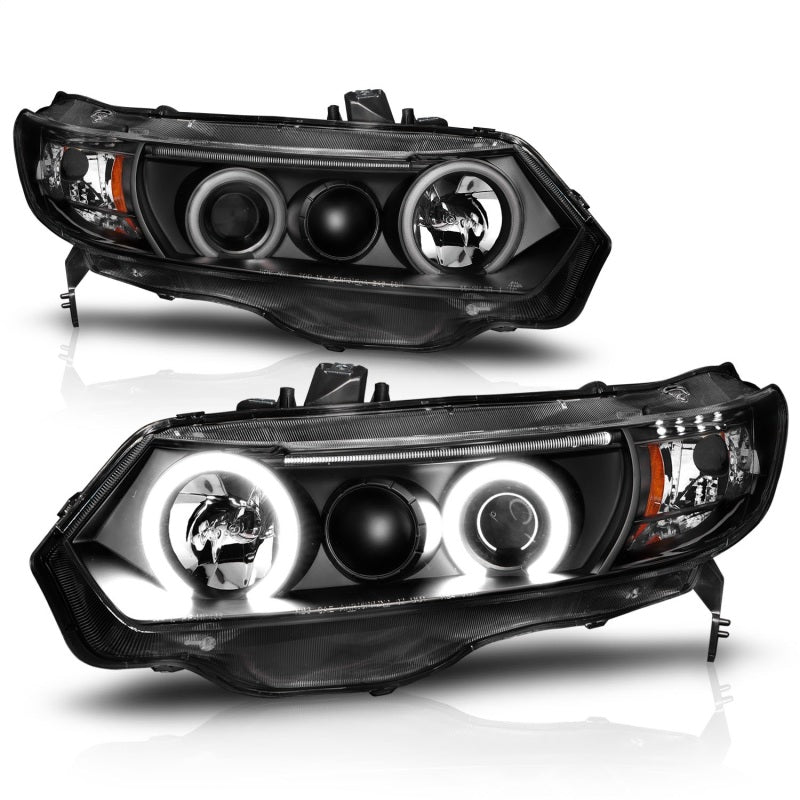 Anzo 2006-2011 Honda Civic Projector Headlights w/ Halo Black (CCFL)