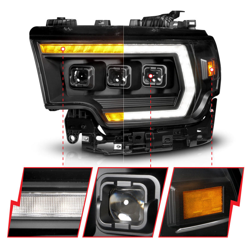ANZO 19-24 RAM 2500/3500 Z-Series Full LED Proj Headlights DRL/Init/SeqSig - Driver Side ONLY 111601X-L