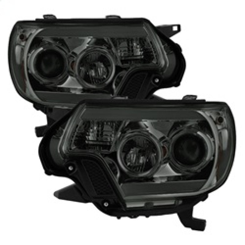 FR SPORT Spyder Toyota Tacoma 12-16 Projector Headlights Light Bar DRL Smoke PRO-YD-TT12-LBDRL-SM...