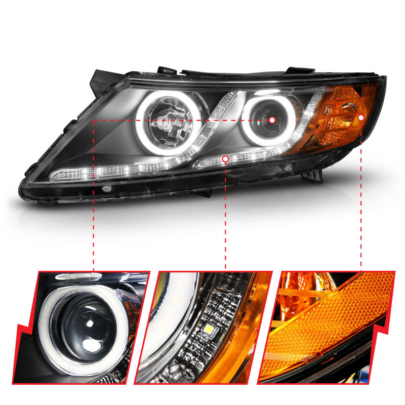 Anzo 2011-2013 Kia Optima Projector Headlights w/ Halo Black (CCFL)