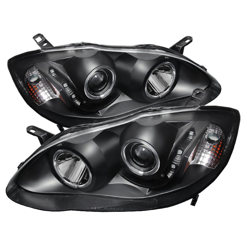 FR SPORT SPYDER Xtune Toyota Corolla 03-08 Projector Headlights LED Halo Black...