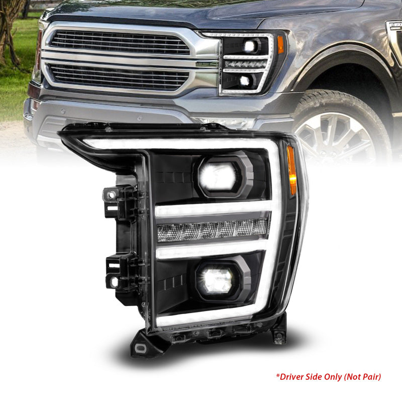 ANZO 21-23 Ford F150 LED Projector Headlight w/Switchback+Sequential - Black (Driver Side Only) 111594-L