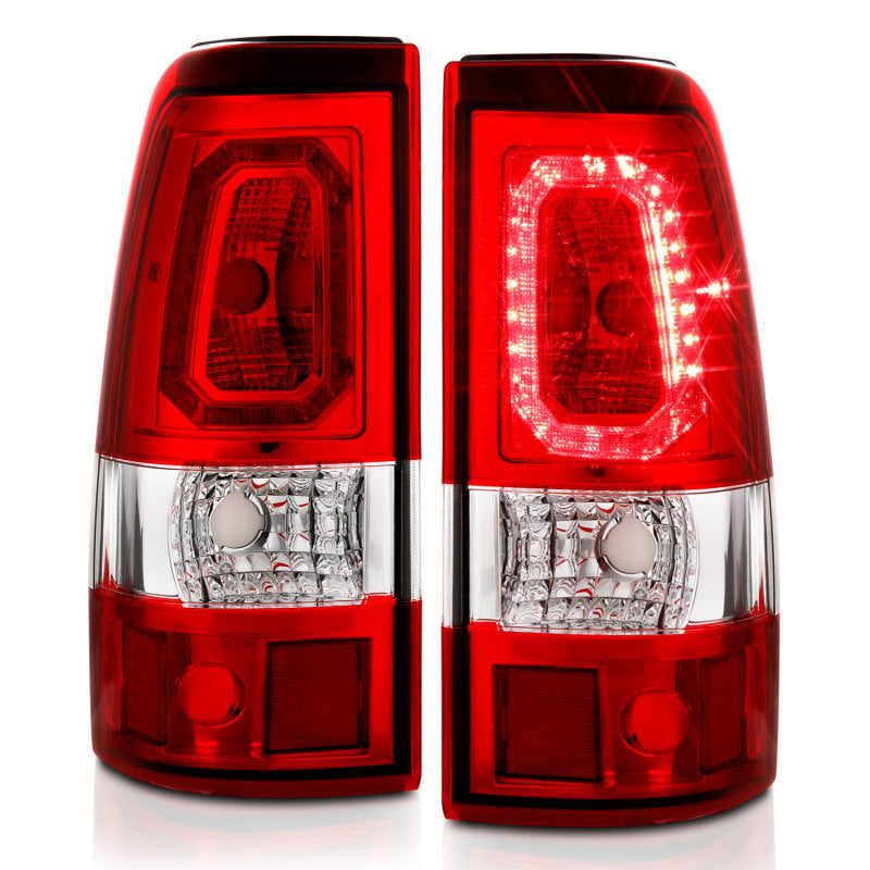 ANZO 1999-2002 Chevy Silverado 1500 LED Taillights Plank Style Chrome With Red/Clear Lens 311326