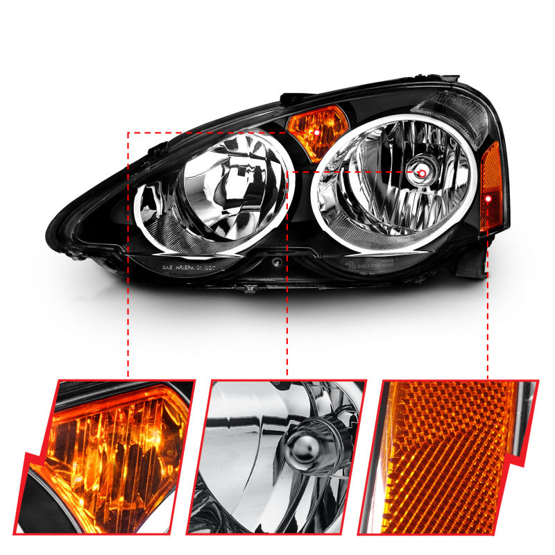FR SPORT Anzo 2002-2004 Acura Rsx Crystal Headlights Black - View 10
