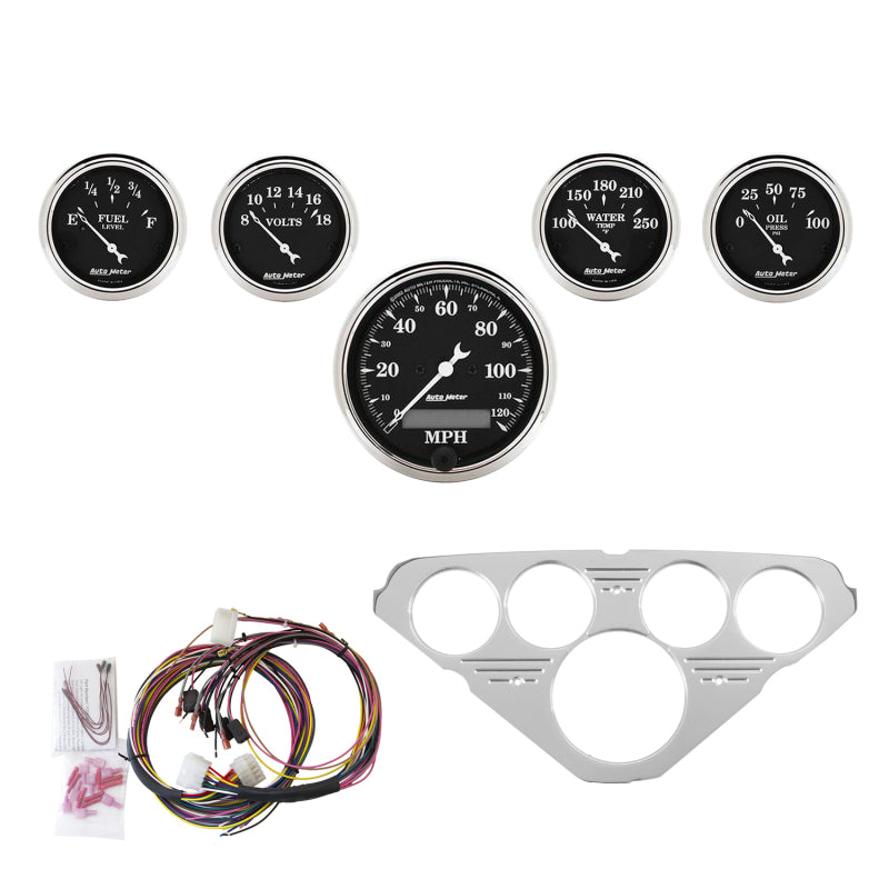 FR SPORT Autometer Old Tyme Black 5 Piece Kit (MPH/FUEL/OILP/WTMP/BAT) 55-59 Chevy Truck...