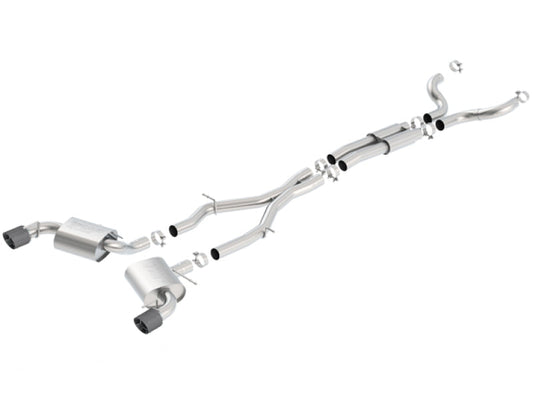 FR SPORT Borla 16-17 Chevy Camaro 6.2L 4.5in Carbon Fiber Tips Single Split Exit S-Type Catback...