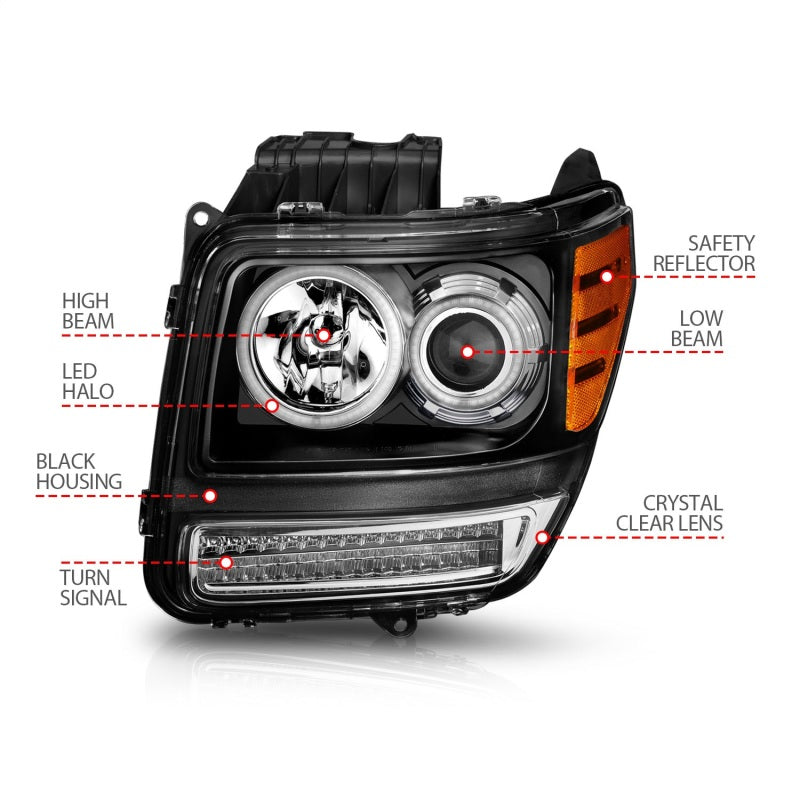 Anzo 2007-2012 Dodge Nitro Projector Headlights w/ Halo Black (CCFL) G2