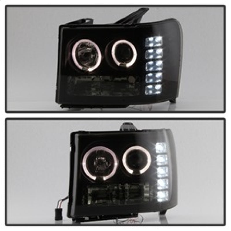 Spyder GMC Sierra 1500/2500 07-13 Projector Headlights LED Halo- LED Blk Smke PRO-YD-GS07-HL-BSM 5078506