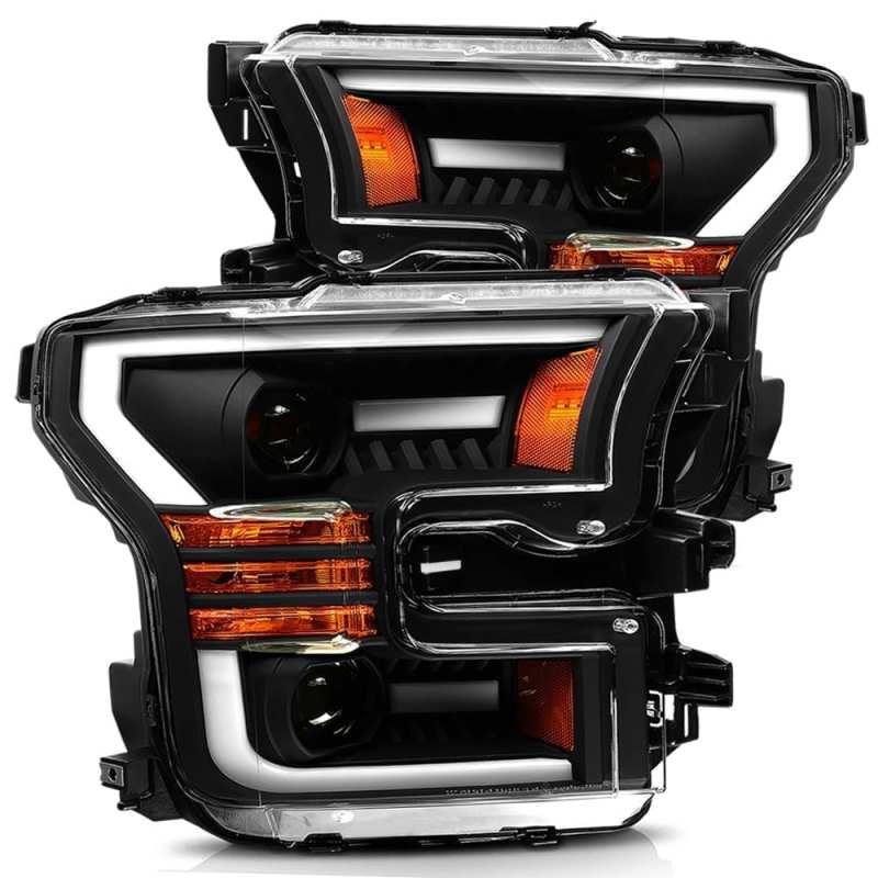 AlphaRex 15-17 Ford F-150 LUXX LED Projector Headlights Plank Style Black w/Activ Light/DRL 880167 *Discontinued
