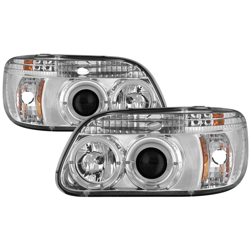 FR SPORT Spyder Ford Explorer 95-01 1PC Projector Headlights LED Halo Chrm PRO-YD-FEXP95-HL-1PC-C...