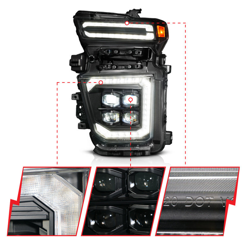 ANZO Z-Series 20-23 Chevy Silverado 2500/3500 Z-Series Full LED Proj Headlights Black - Pass. Side 111619X-R