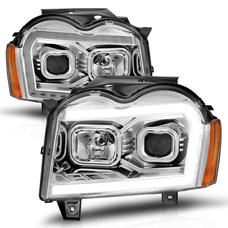 FR SPORT ANZO 05-07 Jeep Grand Cherokee Projector Headlights - w/ Light Bar Switchback Chrome...