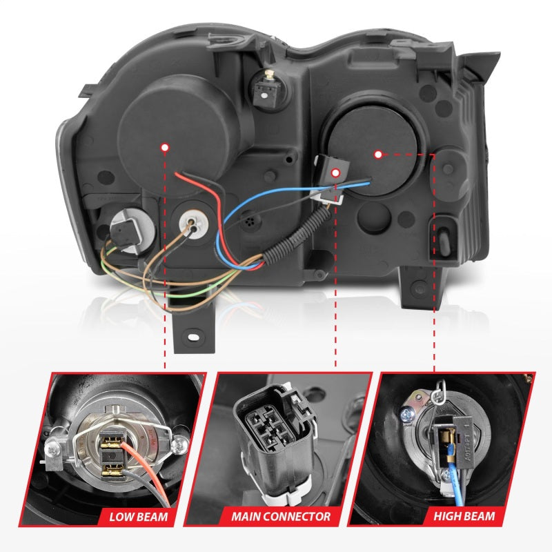 Anzo 2008-2010 Jeep Grand Cherokee Projector Headlights w/ Halo Black CCFL