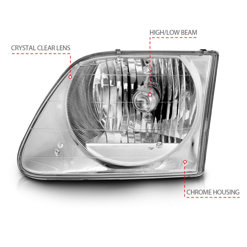 Anzo 1997-2003 Ford F-150 Crystal Headlights Chrome