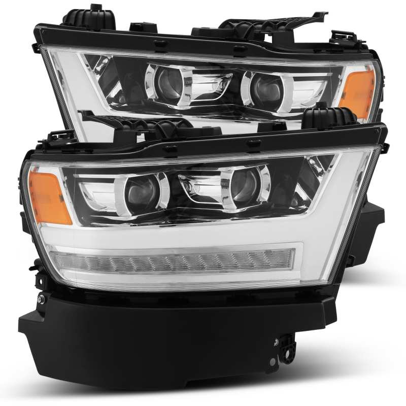 FR SPORT AlphaRex 19-20 Dodge Ram 1500 LUXX LED Proj Headlights Plank Chrome w/Activ Light/Seq...