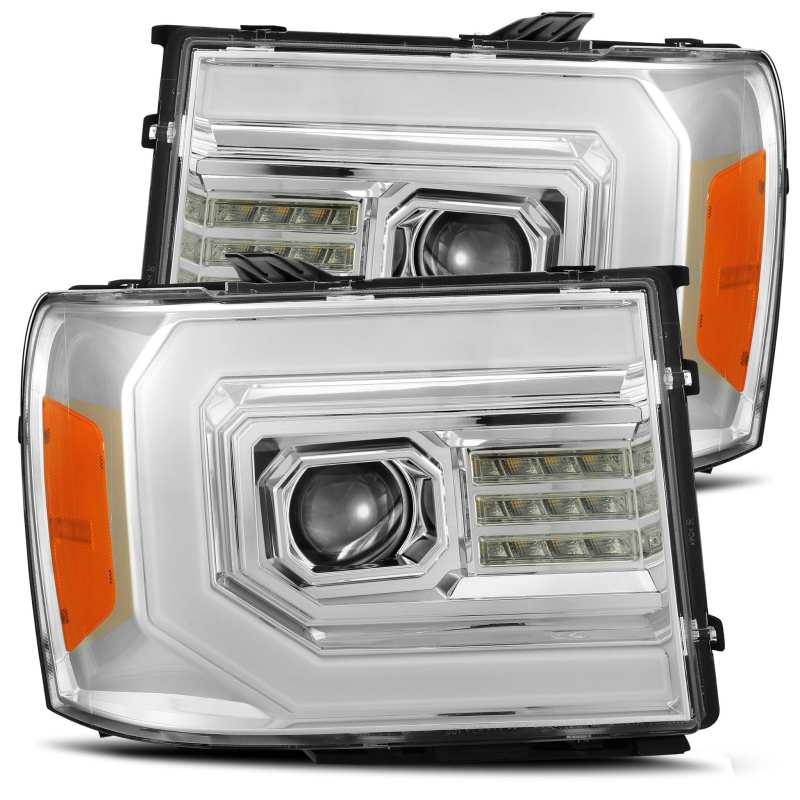 FR SPORT AlphaRex 07-13 GMC 1500HD PRO-Series Projector Headlights Plank Style Chrm w/Activ...