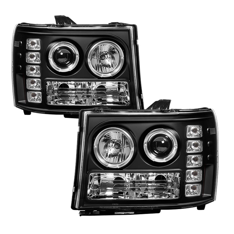 FR SPORT Spyder GMC Sierra 1500/GMC Sierra Denali 08-13 Projector LED Halo- LED Blk...