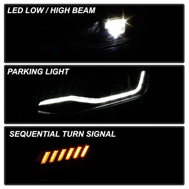 FR SPORT Spyder Chevy Camaro 16-18 Halogen Model Full LED Headlights Black...