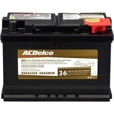 ACDelco Battery, Gold, AGM, Starting, 12 V, 760 Cold Cranking Amps, Top Terminals, BCI 48 Group - 48AGMHR