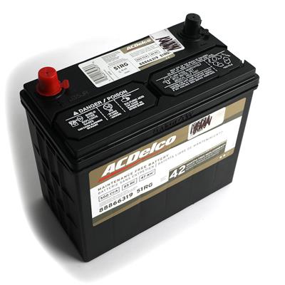 ACDelco Battery, Gold, Starting, 12 V, 600 Cranking Amps, Top Terminals, BCI 51R Group, Each - 51RG