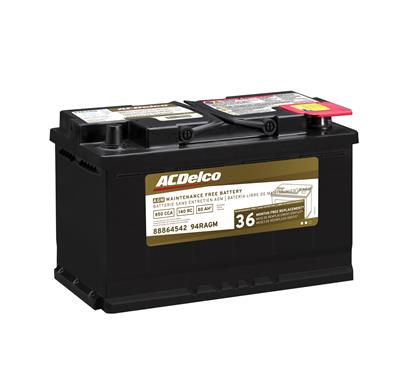 ACDelco Battery, Professional Automotive AGM, Starting, 12 V, 1020 Cranking Amps, Top Terminals - 94RAGM