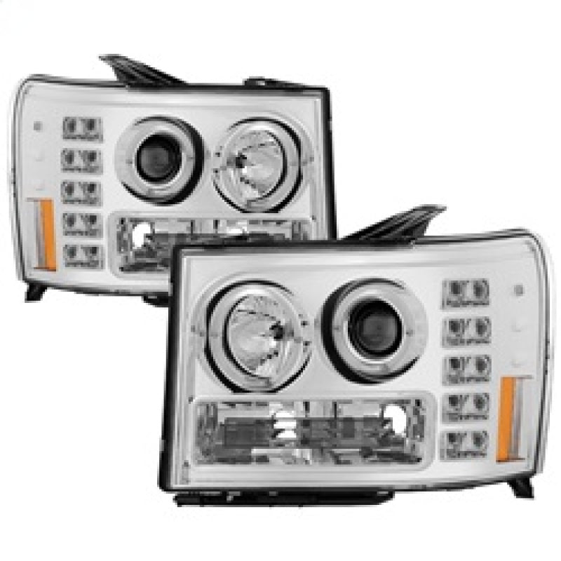 FR SPORT Spyder GMC Sierra 1500/2500/3500 07-13 Projector Headlights LED Halo- LED Chrome...
